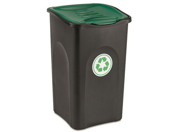 51748 - ECOGREEN szemetes 50 literes ezüst/zöld (STEFANPLAST 70651)
