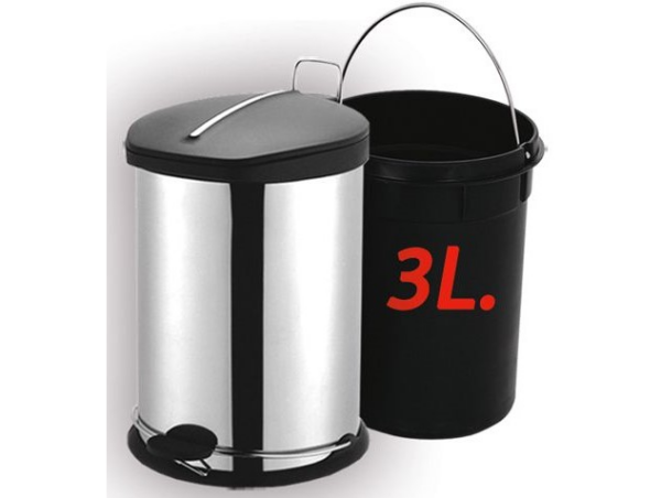 90305.png 90305 - GARBY 3 literes pedálos szemetes inox (ARTEX 21.35.49)